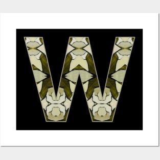 Letter W Monogram Olive Green Abstract Pattern Painting On Canvas Posters and Art